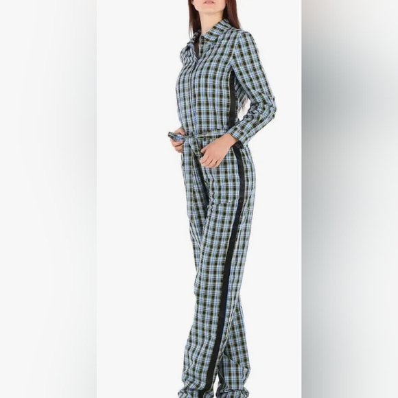 Burberry Women's Plaid Jumpsuit Green/blue/black Size 8 NWOT - Picture 1 of 8